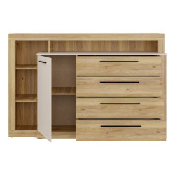 Komoda z szufladami 160 cm BLQK351LT Bellevue piaskowy/dąb mauvella