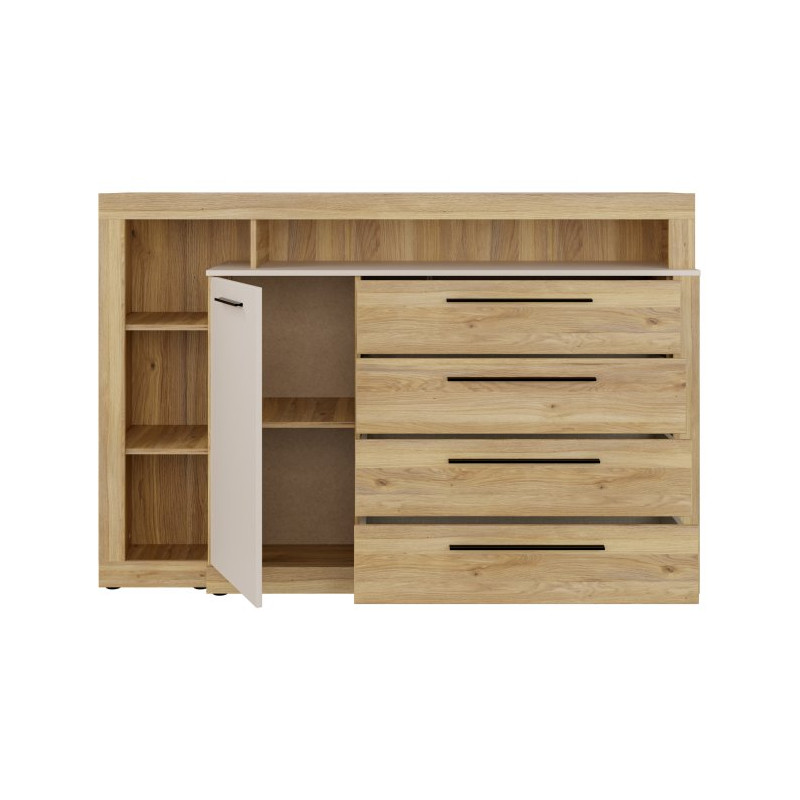 Komoda z szufladami 160 cm BLQK351LT Bellevue piaskowy/dąb mauvella