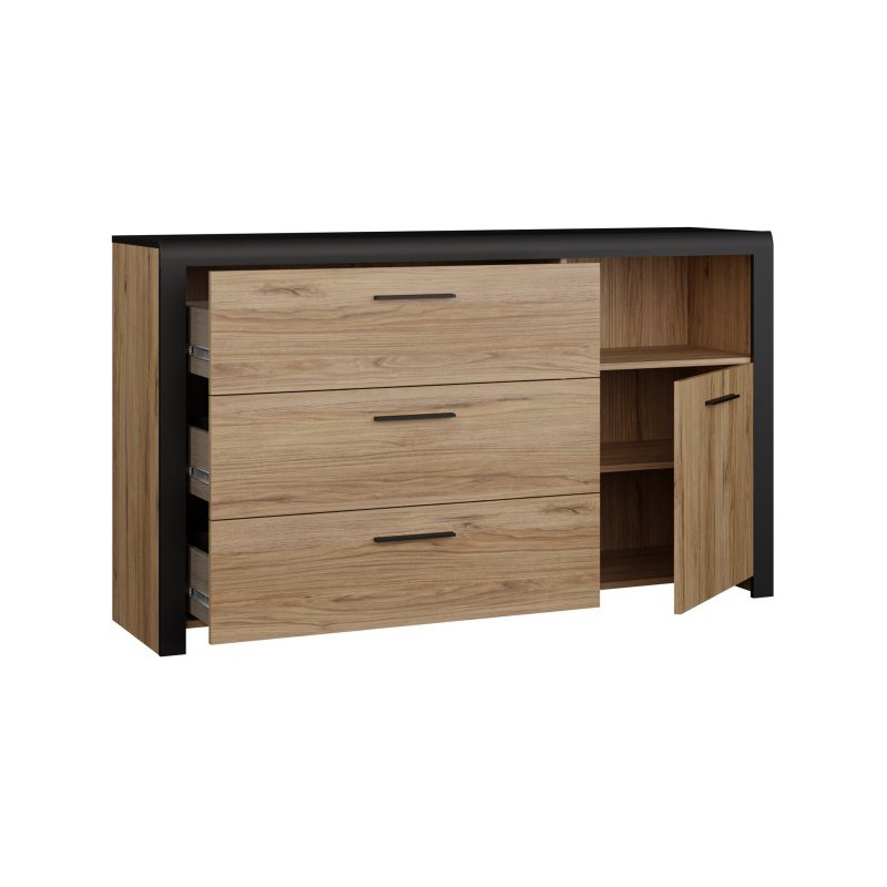 Komoda z 3 szufladami Dalate DQLK22 dąb catania/czarny