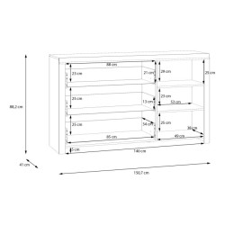 Komoda z 3 szufladami Dalate DQLK22 dąb catania/czarny