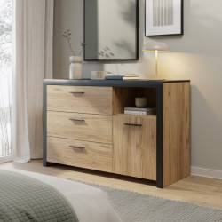 Komoda z 3 szufladami Dalate DQLK22 dąb catania/czarny