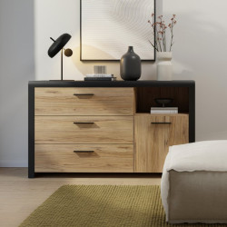 Komoda z 3 szufladami Dalate DQLK22 dąb catania/czarny