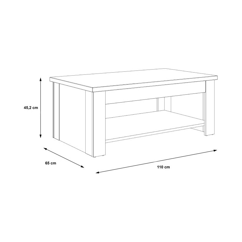 Stolik kawowy z podnoszonym blatem 110x65 cm Duro DURT511 dąb riviera/dąb cabezone