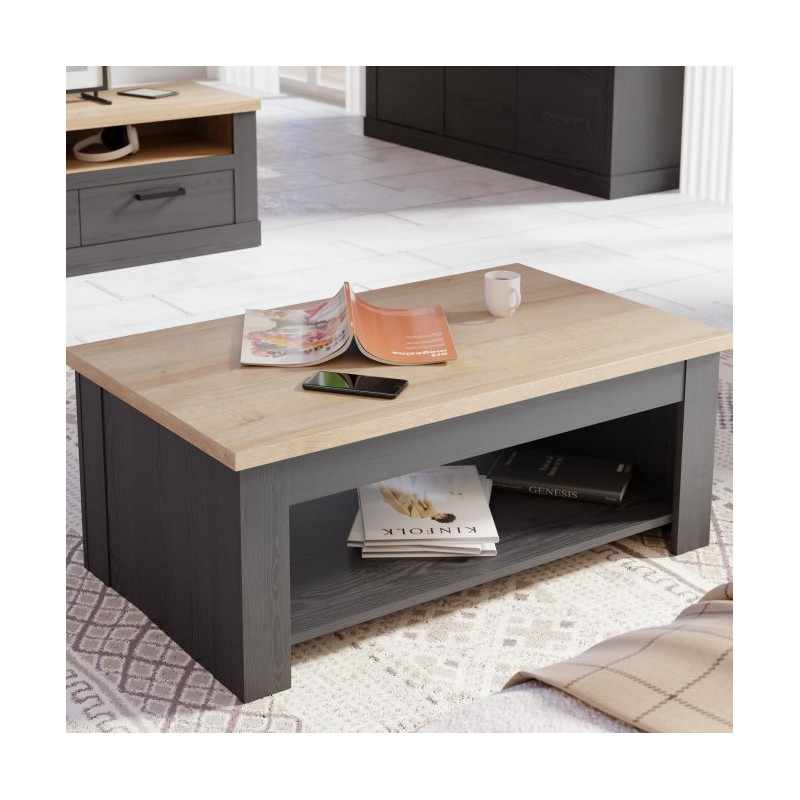 Stolik kawowy z podnoszonym blatem 110x65 cm Duro DURT511 dąb riviera/dąb cabezone