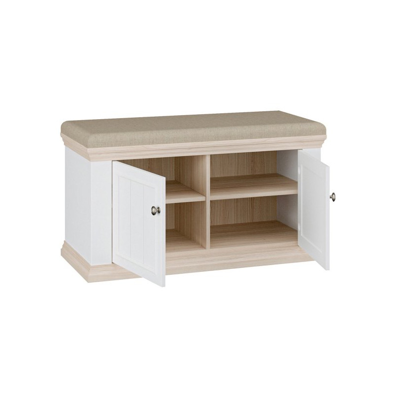 Ławeczka tapicerowana Pontypool PNTD122 biały/dąb riva