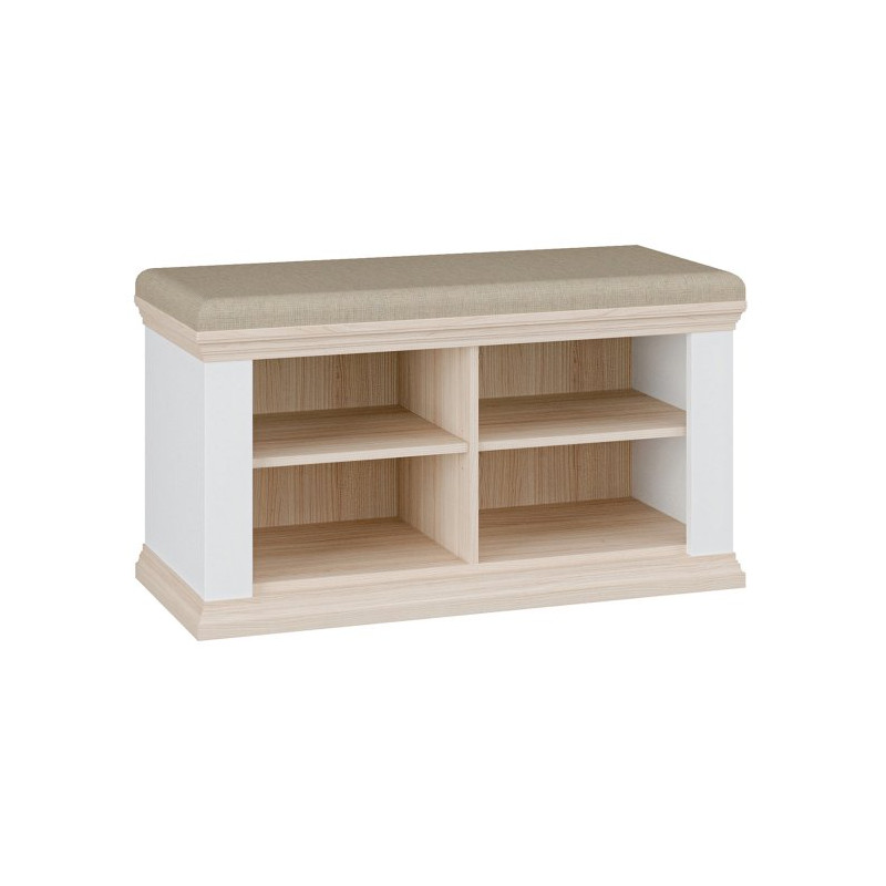 Ławeczka tapicerowana Pontypool PNTD122 biały/dąb riva
