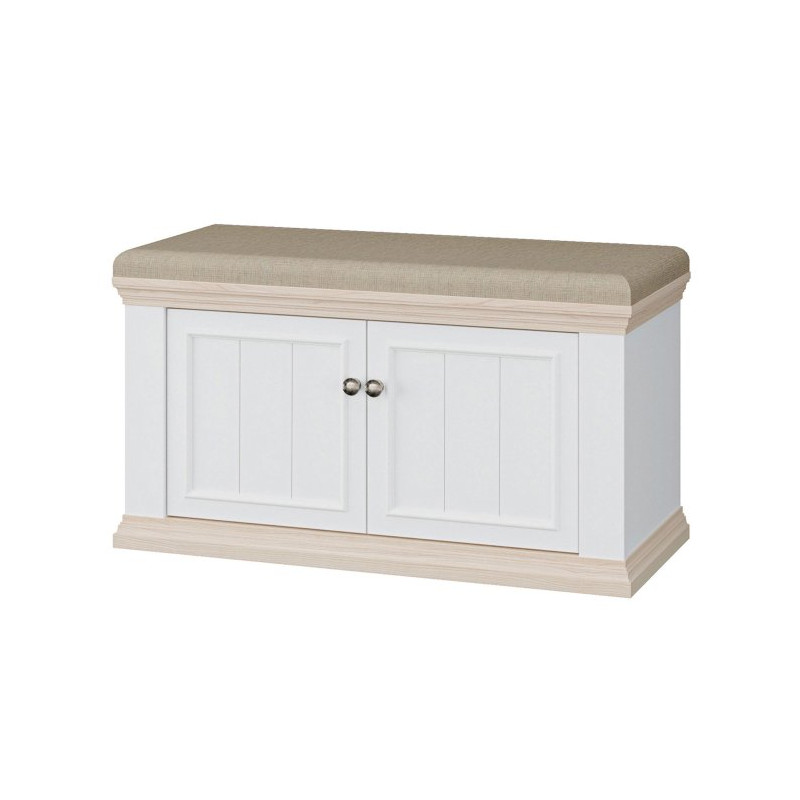 Ławeczka tapicerowana Pontypool PNTD122 biały/dąb riva