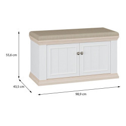 Ławeczka tapicerowana Pontypool PNTD122 biały/dąb riva