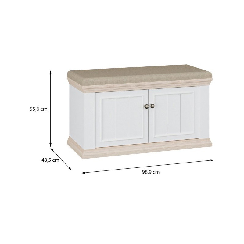 Ławeczka tapicerowana Pontypool PNTD122 biały/dąb riva