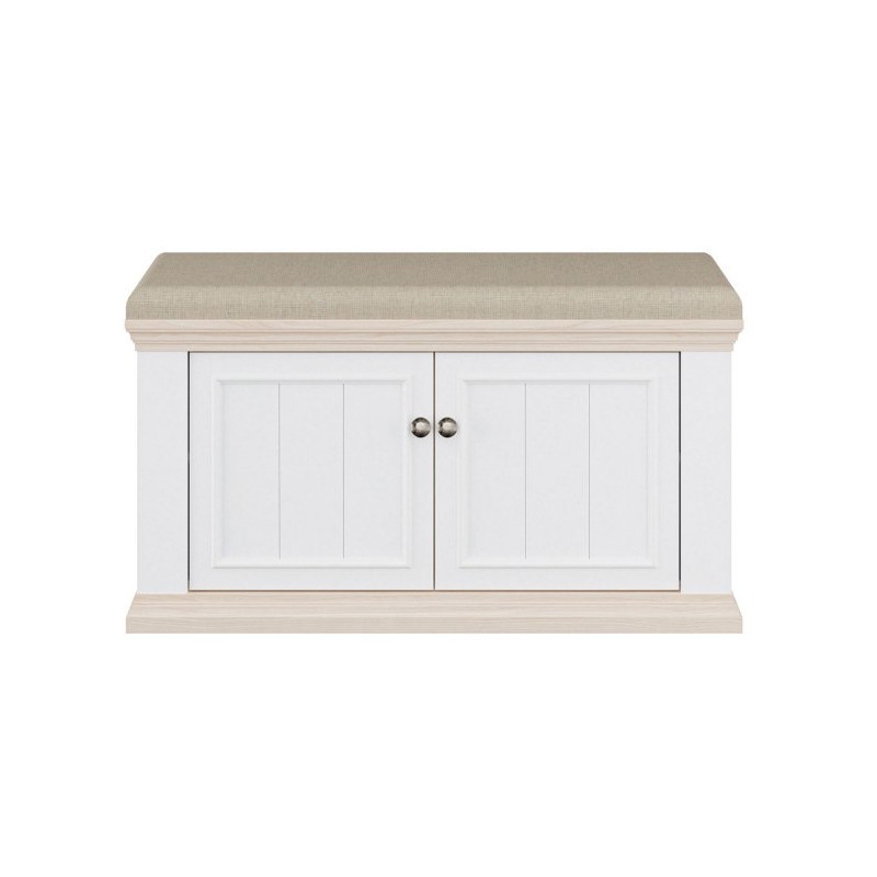 Ławeczka tapicerowana Pontypool PNTD122 biały/dąb riva