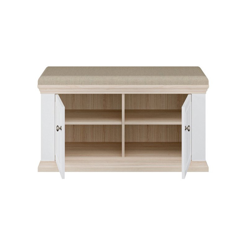 Ławeczka tapicerowana Pontypool PNTD122 biały/dąb riva