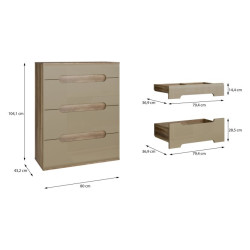 Nowoczesna komoda Tiziano TZMK31 dąb antyczny/beżowy połysk