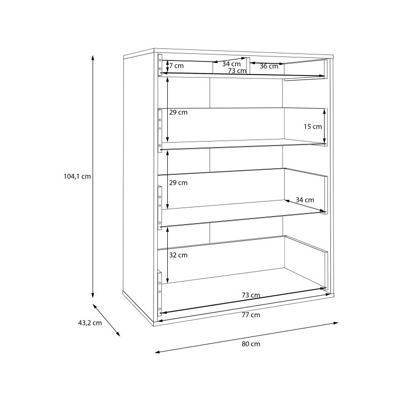 Nowoczesna komoda Tiziano TZMK31 dąb antyczny/beżowy połysk