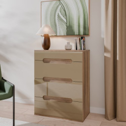 Nowoczesna komoda Tiziano TZMK31 dąb antyczny/beżowy połysk