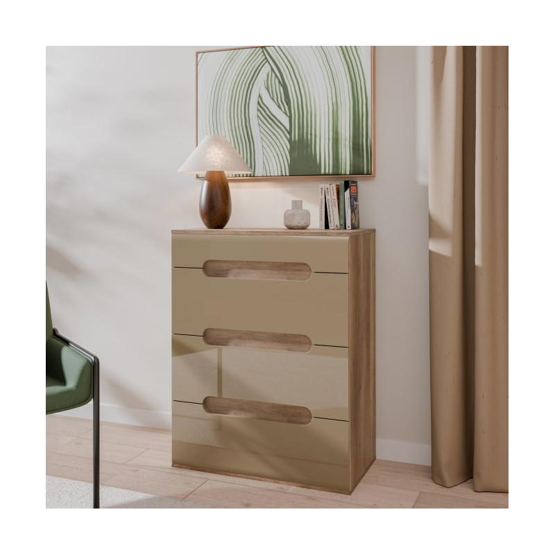 Nowoczesna komoda Tiziano TZMK31 dąb antyczny/beżowy połysk