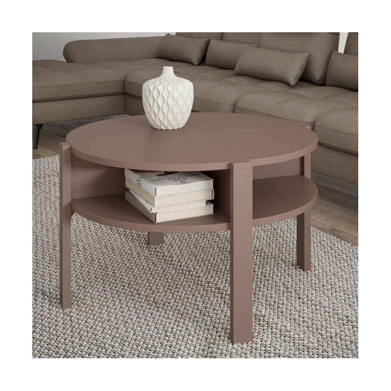 Stolik kawowy okrągły 75x75 cm Breathtaker terakota