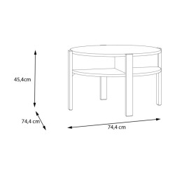 Stolik kawowy okrągły 75x75 cm Breathtaker CFTT5024 dąb mauvella