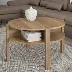Stolik kawowy okrągły 75x75 cm Breathtaker CFTT5024 dąb mauvella