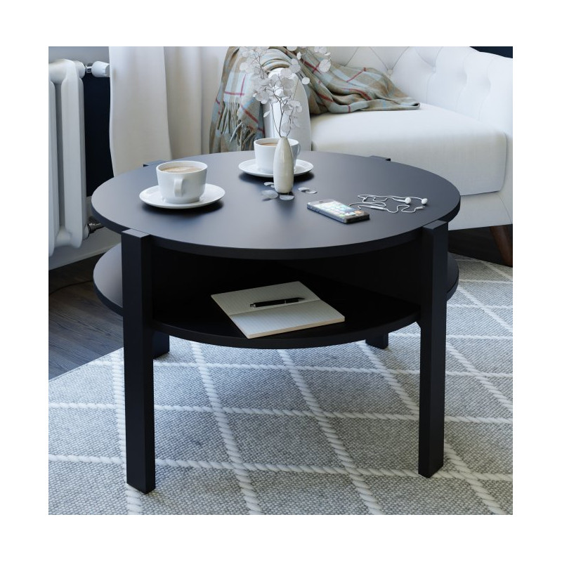 Stolik kawowy okrągły 75x75 cm Breathtaker CFTT5024 czarny