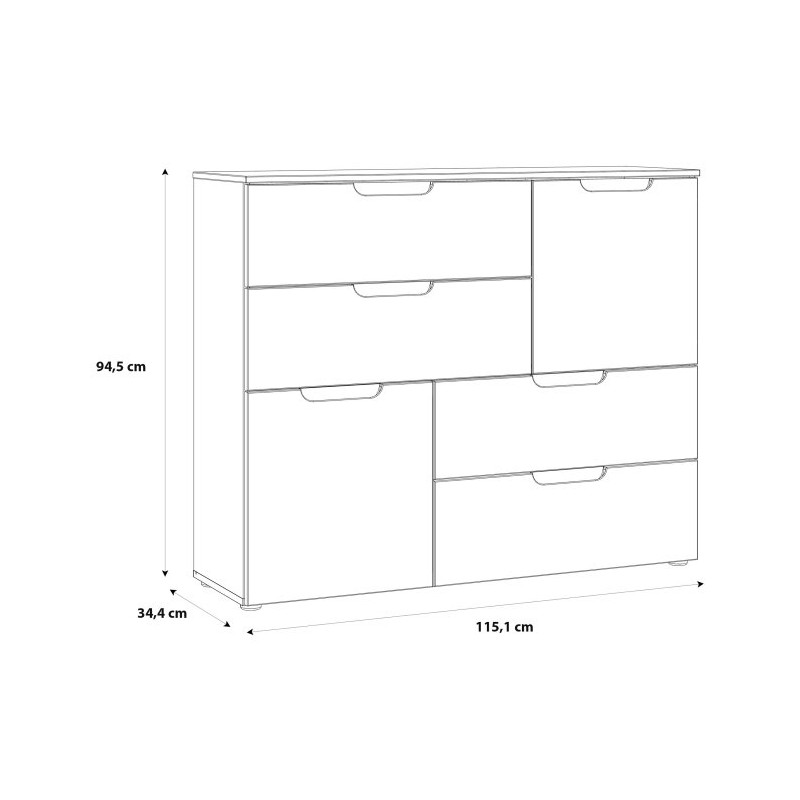 Komoda nowoczesna 115 cm Sapporo SNNK325 biały