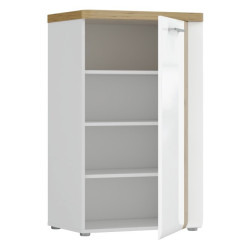 Komoda z oświetleniem Tuluza biały połysk/dąb artisan