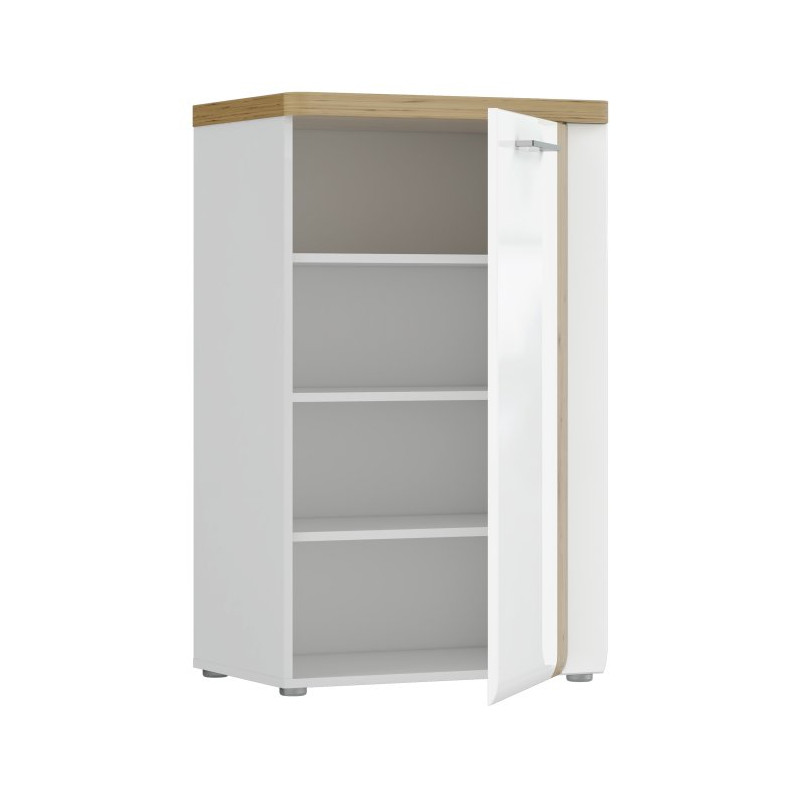 Komoda z oświetleniem Tuluza biały połysk/dąb artisan