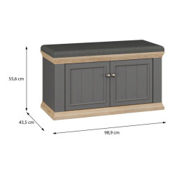 Ławeczka tapicerowana Pontypool PNTD122 dąb mauvella/uni wolfram szary