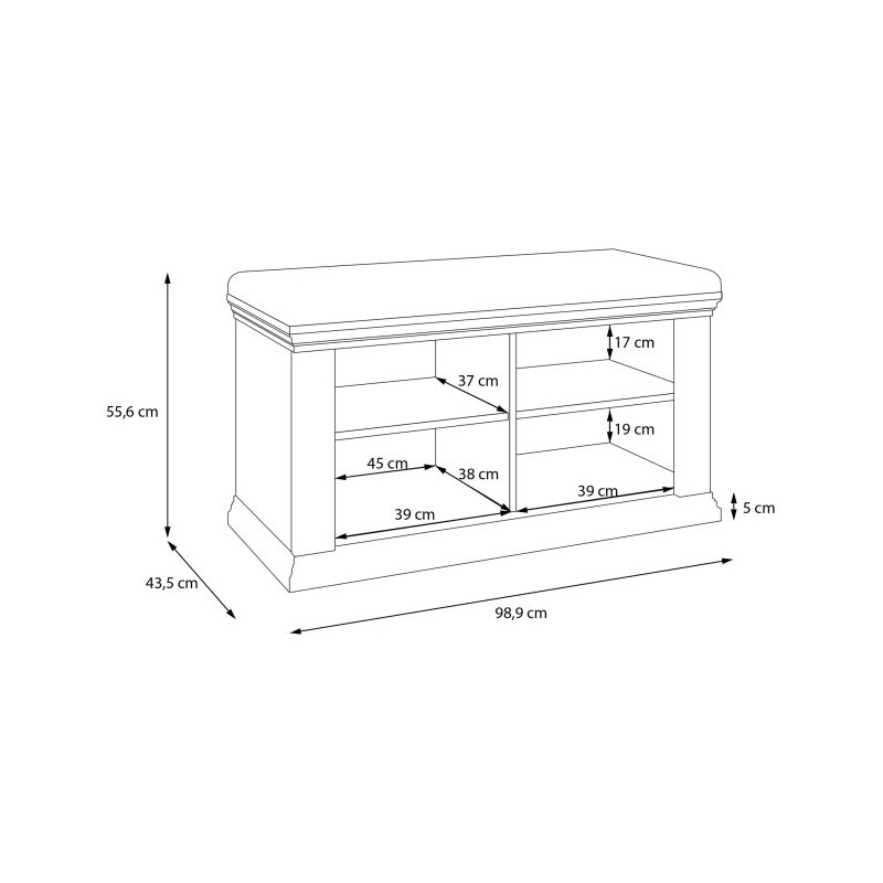 Ławeczka tapicerowana Pontypool PNTD122 dąb mauvella/uni wolfram szary