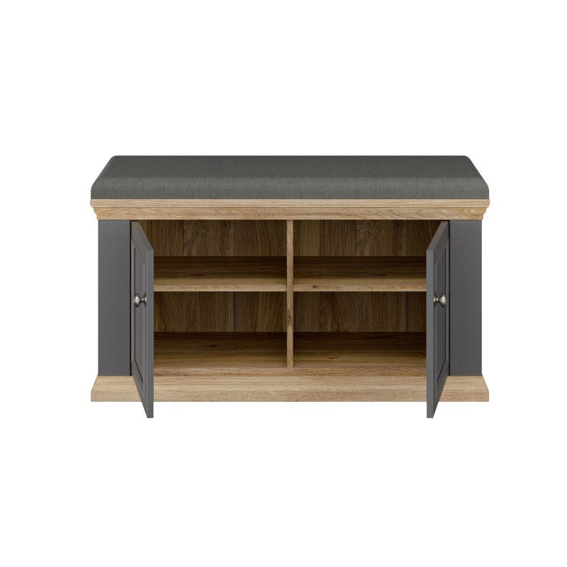 Ławeczka tapicerowana Pontypool PNTD122 dąb mauvella/uni wolfram szary