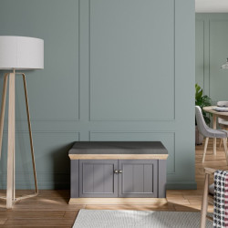 Ławeczka tapicerowana Pontypool PNTD122 dąb mauvella/uni wolfram szary