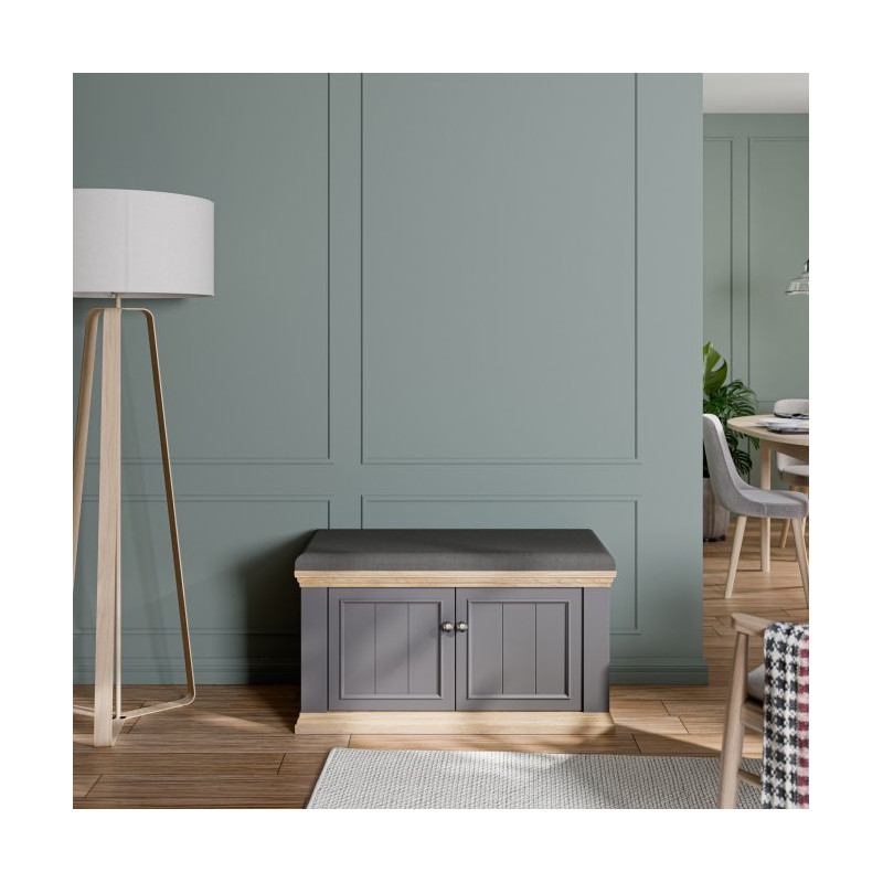 Ławeczka tapicerowana Pontypool PNTD122 dąb mauvella/uni wolfram szary