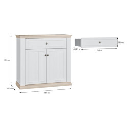 Komoda dwudrzwiowa Pontypool PNTK222 biały/dąb riva