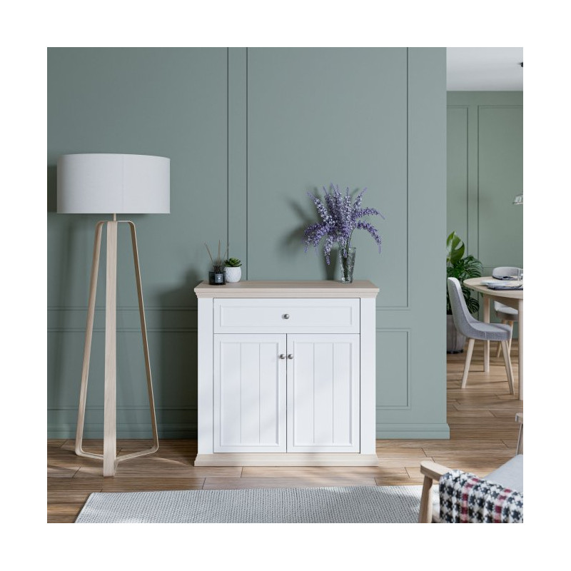 Komoda dwudrzwiowa Pontypool PNTK222 biały/dąb riva