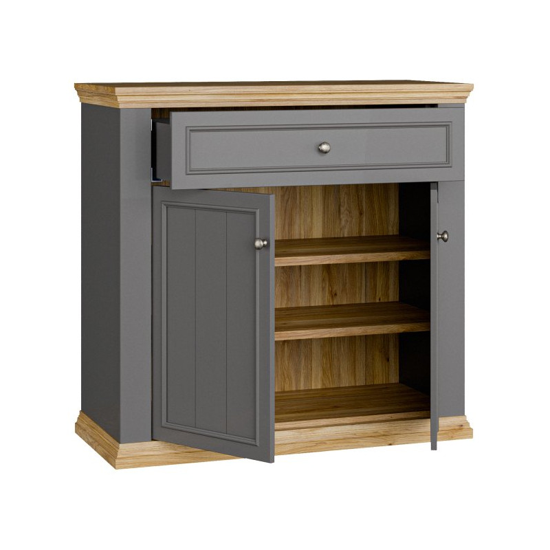 Komoda dwudrzwiowa Pontypool PNTK222 dąb mauvella/uni wolfram szary