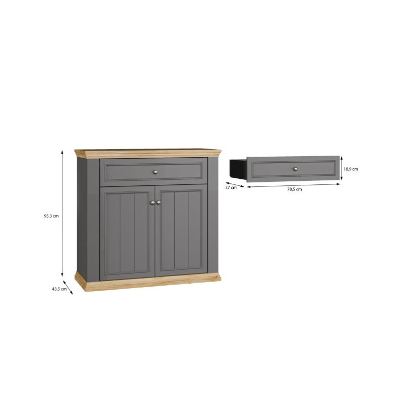 Komoda dwudrzwiowa Pontypool PNTK222 dąb mauvella/uni wolfram szary