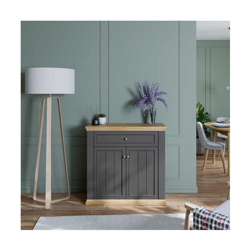 Komoda dwudrzwiowa Pontypool PNTK222 dąb mauvella/uni wolfram szary