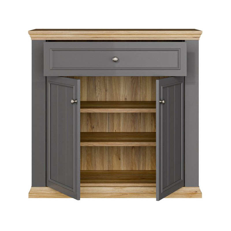 Komoda dwudrzwiowa Pontypool PNTK222 dąb mauvella/uni wolfram szary