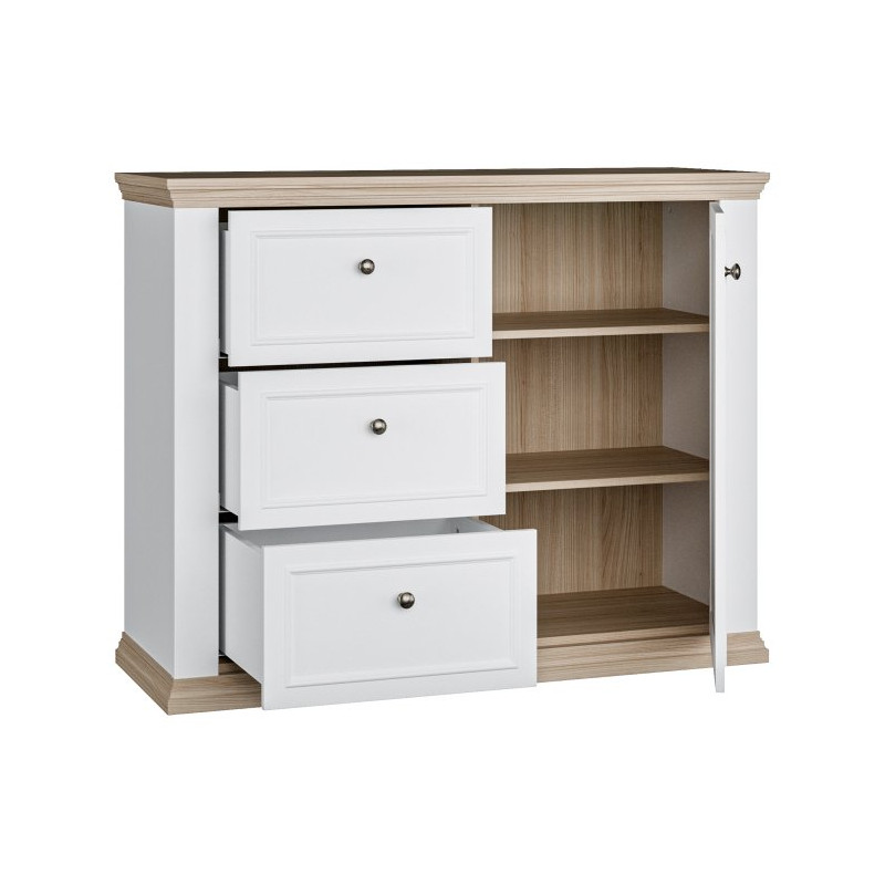 Komoda 120 cm Pontypool PNTK226L biały/dąb riva