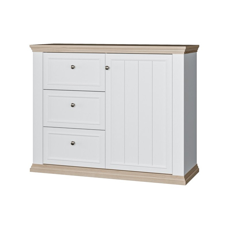 Komoda 120 cm Pontypool PNTK226L biały/dąb riva