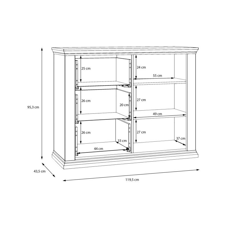 Komoda 120 cm Pontypool PNTK226L biały/dąb riva