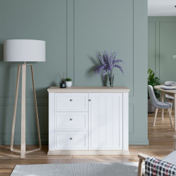 Komoda 120 cm Pontypool PNTK226L biały/dąb riva