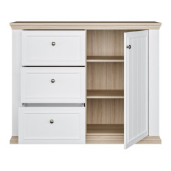 Komoda 120 cm Pontypool PNTK226L biały/dąb riva