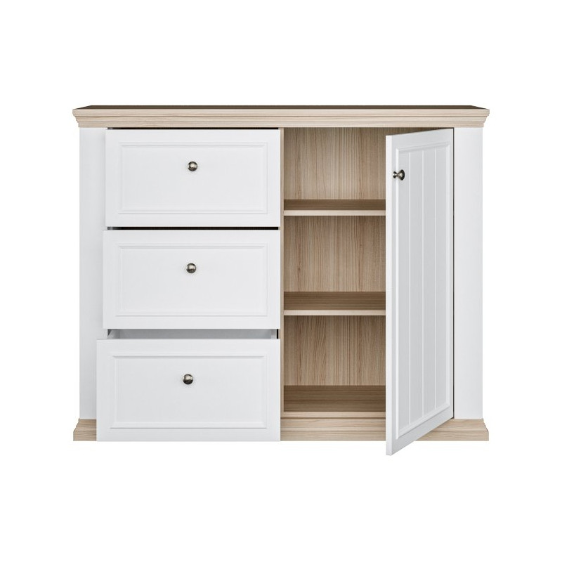 Komoda 120 cm Pontypool PNTK226L biały/dąb riva
