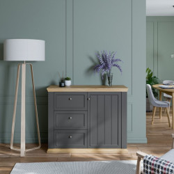 Komoda 120 cm Pontypool PNTK226L dąb mauvella/uni wolfram szary