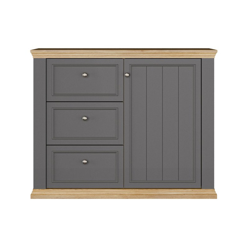 Komoda 120 cm Pontypool PNTK226L dąb mauvella/uni wolfram szary