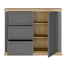 Komoda 120 cm Pontypool PNTK226L dąb mauvella/uni wolfram szary