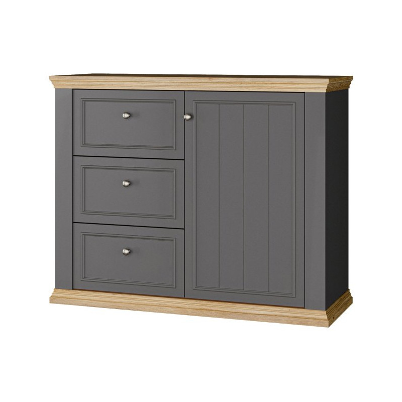 Komoda 120 cm Pontypool PNTK226L dąb mauvella/uni wolfram szary