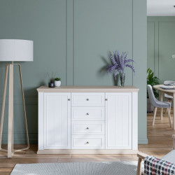 Komoda 150 cm Pontypool PNTK233 biały/dąb riva