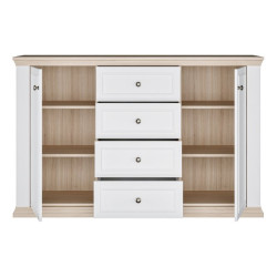 Komoda 150 cm Pontypool PNTK233 biały/dąb riva