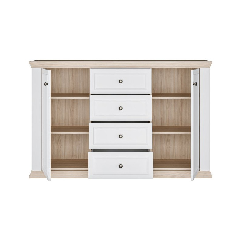 Komoda 150 cm Pontypool PNTK233 biały/dąb riva